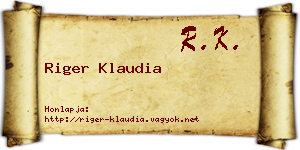 Riger Klaudia névjegykártya